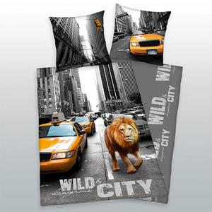 Pociel baweniana 140x200 Lew NY New York 4465 Wild City poszewka 70x90 - 2839021216