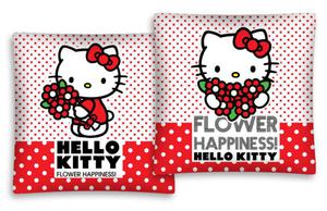 Poszewka baweniana 40x40 Hello Kitty Flower Happines biae czerwone kropki