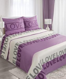 Pociel satynowa 160x200 Carla Love fioletowy biay szary pasy Modern Line - 2848015694