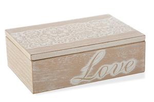 Pudeko dokarcyjne 18x12x6 Lili Box 2/02 drewniane beowe kwiaty Love - 2856331984