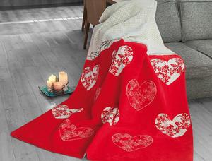 Koc baweniano-akrylowy 150x200 Romantic czerwony Glamour Greno - 2856332796