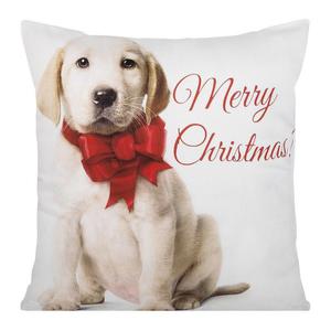 Poszewka dekoracyjna 45x45 witeczna Olaf 3 Piesek Golden Retriever kokarda Merry Christmas Eurofirany - 2859927299