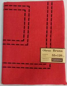 Obrus haftowany Bruna 35x50 kpl 6 szt. czerwony z czarnym wzorkiem niska cena - 2859927312