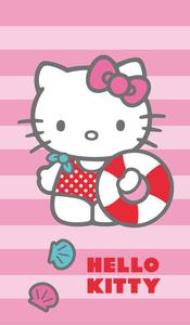 Rcznik dziecicy 70x120 Hello Kitty 3390 kotek paski rowe Deauville 320 g/m2 baweniany - 2859927753