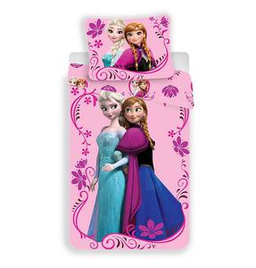 Pociel baweniana 140x200 Frozen Kraina Lodu 0136 Anna Elsa rowa poszewka 70x90 - 2859927769