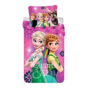 Pociel baweniana 140x200 Frozen Kraina Lodu 0846 Anna Elsa rowa poszewka 70x90 - 2859927770