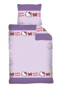 Pociel flanelowa Hello Kitty 160x200 fioletowa w kropki 0859