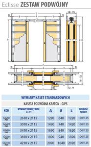 Zestaw ECLISSE PODWJNY Z DRZWIAMI MALOWANYMI KOLOR BIAY, CIANA GIPS-KARTON - 2416527303