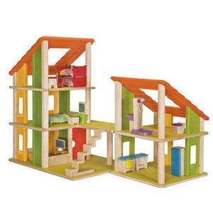 Drewniany domek dla lalek z mebelkami - Plan Toys, domek wielowariantowy - 2833395253