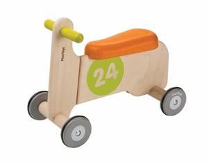 Drewniany rowerek czterokołowy dla dzieci - rowerek biegowy, jeździk Plan Toys, PLTO-3476 - pomarańczowy - 2833395456