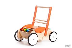 Drewniany chodzik pchacz dla dzieci - chodzik (wózek) na klocki, dla lalek, Bajo