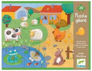 Puzzle due 20 el. dla dzieci - puzzle Farma ze zwierztkami z fakturami, Djeco - 2833395544