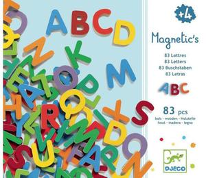 Drewniane literki magnetyczne dla dzieci ALFABET - litery do nauki alfabetu DJECO DJ03101 - 2840880520