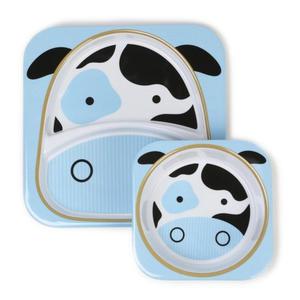 Zestaw jedzeniowy dla dzieci talerz dzielony + miska - naczynia dla maluchw Zoo Krowa, SKIP HOP - krowa - 2843321175