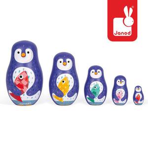 Rodzina pingwinw matrioszki - drewniane laleczki pingwinki, Janod - 2858636387