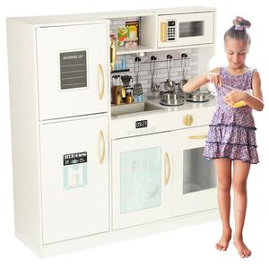 Kuchnia dla dzieci drewniana z lodwk list zakupw wiato LED + akcesoria garnki sztuce dua 80cm - 2877904593
