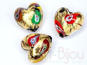 serca Klimt ze zotem 20 mm - Murano - 2822779556