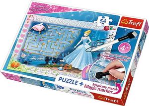 TREFL PUZZLE 54el. DISNEY PRINCESS W POSZUKIWANIU PANTOFELKA + MAGICZNY MAZAK 75112 - 2861796301