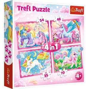 TREFL PUZZLE 4w1 JEDNOROCE I MAGIA 34389 - 2870892605