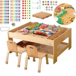 MASTERKIDZ Drewniany St Edukacyjny + AKCESORIA STEM WALL + 563 Klockw - 2873120949