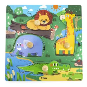 VIGA DREWNIANE PUZZLE Z UCHWYTAMI DZIKIE ZWIERZTA 44593 - 2875314803