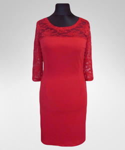 Sukienka Michelle - owkowa z czerwon koronk - 2832102088