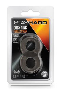 STAY HARD COCK RING AND BALL STRAP BLACK - 2878904891