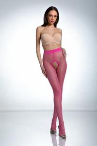 Jasne rowe ekskluzywne rajstopy z wyciciem w kroku GLOSS 1/2 - S/M PINK BONBON - 2877687242