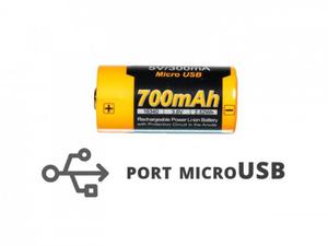 Akumulator 16340 RCR123 3,7V 700mAh USB (ARB-L16UP) - 2870339407