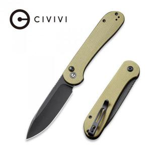 CIVIVI Knife Button Lock Elementum Olive Micarta, Black Stonewashed (C2103B) - 2878837138