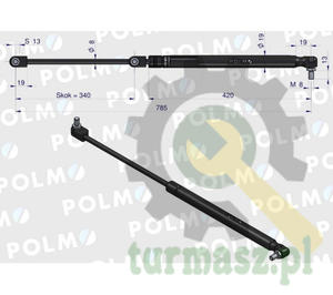 Siownik tylnej szyby L max. 785mm 3389556M1P MASSEY FERGUSON POLMO - 2873362207