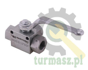 Zawr kulowy hydrauliczny 3-drogowy 3/2 - 1/2"BSP z otworami mocujcymi 500 bar Waryski - 2874320832