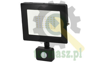 Nawietlacz, Lampa LED SMD 230V 30W 4000K 2520LM IP65 CZARNY Z CZUJNIKIEM RUCHU - 2874545272