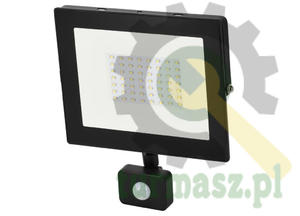 Nawietlacz. Lampa LED SMD 230V 50W 6000K 4320LM IP65 CZARNY Z CZUJNIKIEM RUCHU - 2874545279