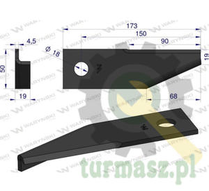 N obrotowy rozdrabniacz somy sieczkarnia podgty lewy 173x50x4.5mm otwr 18 zastosowanie 87031976 New Holland WARYSKI ( sprz - 2874943694