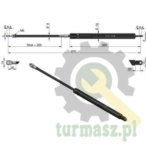 Siownik szyby tylnej, szyberdachu max. 680mm Belarus, MTZ 0308250110P Polmo - 2861078685