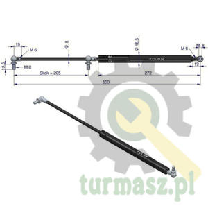 Siownik szyby tylnej max. 500mm John Deere, Case, Same 1332420C1 Polmo - 2861078716