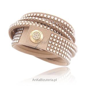 Bransoletka Swarovski Alcantra Rock Glamur - 2846332934