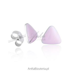 Kolczyki srebrne różowe wkrętki - biżuteria włoska - 2835352286