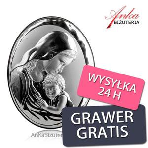 Obrazek srebrny Madonna z Dziecitkiem Grawer Gratis - 2835352912