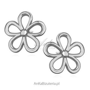 Kolczyki srebrne delikatne kwiatuszki. - 2835352196