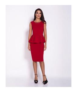 Czerwona biznesowa sukienka na grubszych ramiczkach z baskink MILA 124-czerwony 124-czerwony, Rozmiar: XS Wysyka w 24h, darmowa dostawa od 99PLN, mozliwo zakupu teraz i zapaty za 30 dni - PayU - pac pniej - 2859495560