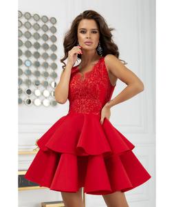 Czerwona rozkloszowana sukienka z falbankami GRACE B2122-02 B2122-32, Rozmiar: 36 Wysyka w 24h, darmowa dostawa od 99PLN, mozliwo zakupu teraz i zapaty za 30 dni - PayU - pac pniej - 2859495679
