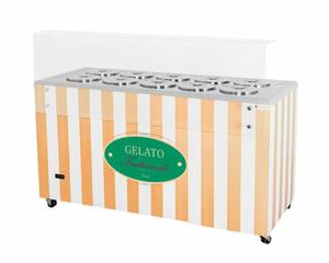 Dystrybutor do lodw | witryna do lodw | konserwator | retro | 10 tub | okrge kuwety | 1503x670x895 mm | GELATO POZETTI 10 BEIGE - 2878026613