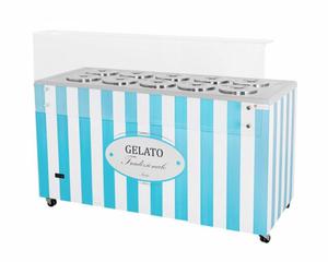 Dystrybutor do lodw | witryna do lodw | konserwator | retro | 10 tub | okrge kuwety | 1503x670x895 mm | GELATO POZETTI 10 BLUE - 2878026614