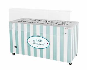 Dystrybutor do lodw | witryna do lodw | konserwator | retro | 10 tub | okrge kuwety | 1503x670x895 mm | GELATO POZETTI 10 PASTEL BLUE - 2878026615