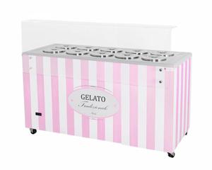 Dystrybutor do lodw | witryna do lodw | konserwator | retro | 10 tub | okrge kuwety | 1503x670x895 mm | GELATO POZETTI 10 PINK - 2878026616