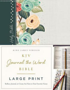 KJV, Journal the Word Bible, Large Print, Cloth over Board, Green Floral, Red Letter - 2877311347