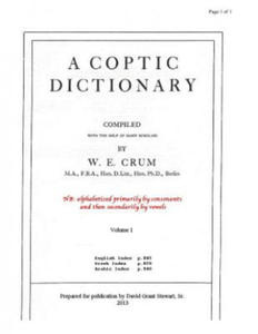 A Coptic Dictionary, volume 1: The world's best Coptic dictionary - 2876944323