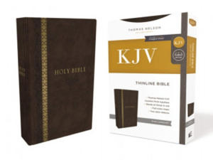 KJV, Thinline Bible, Standard Print, Imitation Leather, Brown, Indexed, Red Letter Edition, Comfort Print - 2875807168